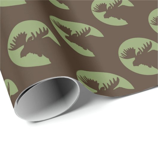 Rustic Moose Pattern Cadeaupapier (Rol Hoek)