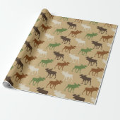 Rustic Moose Pattern Cadeaupapier (Uitgerold)