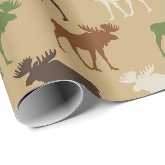 Rustic Moose Pattern Cadeaupapier (Rol Hoek)