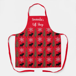 Rustic Moose Pattern op Red Personalized Schort