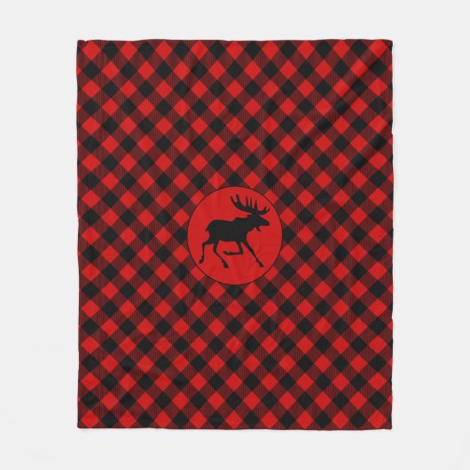 Rustic Moose Red Buffalo Plaid Pattern Fleece Deken (Voorkant)