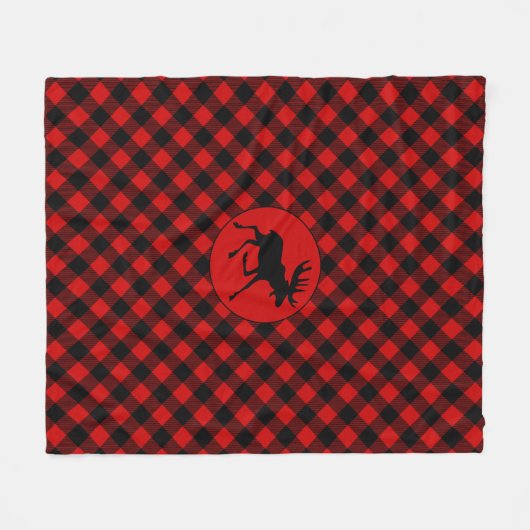 Rustic Moose Red Buffalo Plaid Pattern Fleece Deken (Voorkant (Horizontaal))