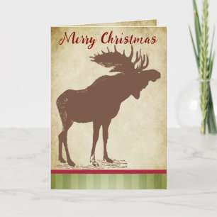 Rustic Moose Vrolijke Kerstvakantie Feestdagen Kaart