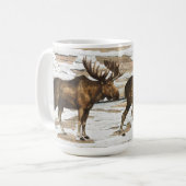 Rustic Moose Weathered Wood Koffiemok (Voorkant links)