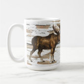 Rustic Moose Weathered Wood Koffiemok (Links)
