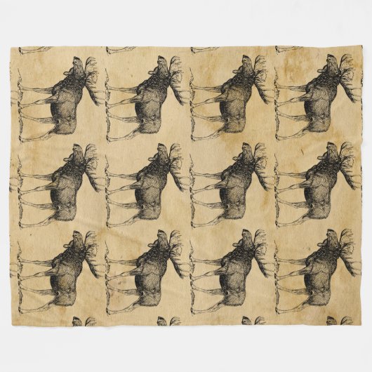 Rustic Moose Wildlife Fleece Blanket Cabin Decor (Voorkant (Horizontaal))