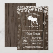 Rustic Moose Winter Snowflake Baby shower Kaart (Voorkant / Achterkant)