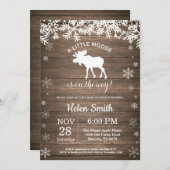 Rustic Moose Winter Snowflake Baby shower Kaart (Voorkant / Achterkant)