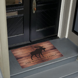 Rustic Moose Wood Gepersonaliseerde familienaam Deurmat