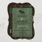 Rustic Moose Wood grain Wedding Invitation Kaart (Voorkant / Achterkant)