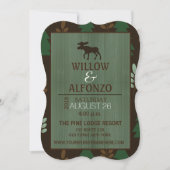 Rustic Moose Wood grain Wedding Invitation Kaart (Voorkant)