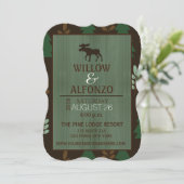 Rustic Moose Wood grain Wedding Invitation Kaart (Staand voorkant)