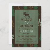 Rustic Moose Wood grain Wedding Invitation Kaart (Voorkant)