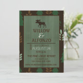 Rustic Moose Wood grain Wedding Invitation Kaart (Staand voorkant)