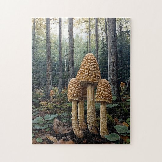 Rustic Morel Mushrooms Illustratie Legpuzzel (Verticaal)