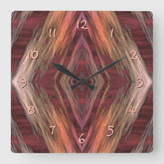 Rustic Mosaic American Native Indian Cabin Pattern Vierkante Klok (Voorkant)