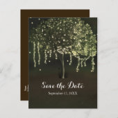 Rustic Mossy Lighted Tree Wedding Save the Date Aankondigingskaart (Voorkant / Achterkant)