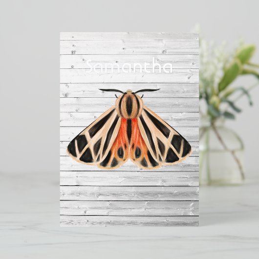 Rustic Moth Folie Uitnodiging (Staand Voorkant)