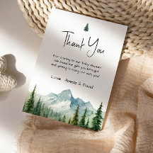 Rustic Mountain Adventure Baby Shower Bedankt Kaar