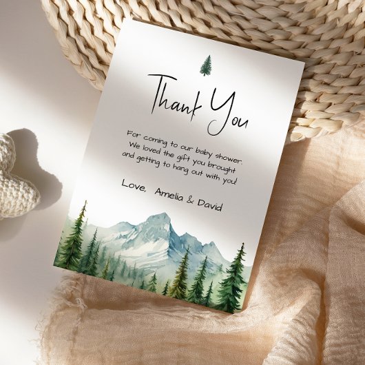 Rustic Mountain Adventure Baby Shower Bedankt Kaar