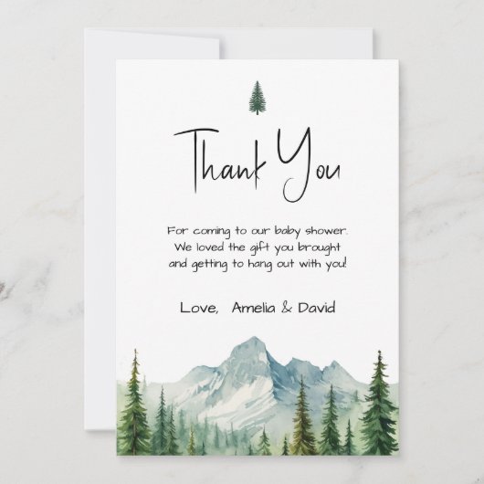 Rustic Mountain Adventure Baby shower Dank u ca Bedankkaart (Voorkant)