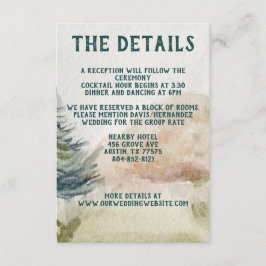 Rustic Mountain Arbor Evergreen Wedding Informatiekaartje