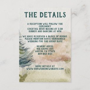 Rustic Mountain Arbor Evergreen Wedding Informatiekaartje