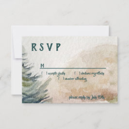 Rustic Mountain Arbor Evergreen Wedding RSVP Kaartje