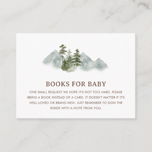 Rustic Mountain Baby shower Boeken voor Baby Kaart (Voorkant)