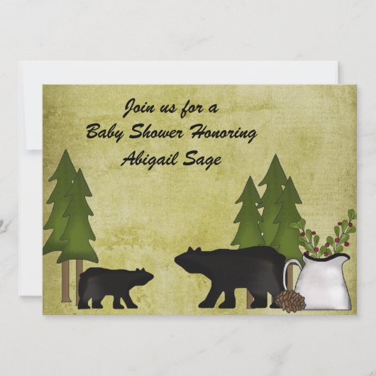 Rustic Mountain Beer Baby shower Invitation Kaart (Voorkant)