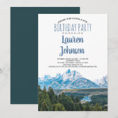 Rustic Mountain Birthday Party Invitation Kaart (Voorkant / Achterkant)
