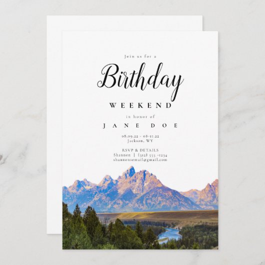Rustic Mountain Birthday Weekend Kaart (Voorkant / Achterkant)