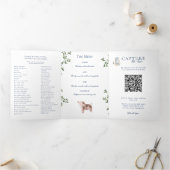 Rustic Mountain Blauw & Goud | Huwelijksprogramma Drieluik Uitnodiging (Binnen)