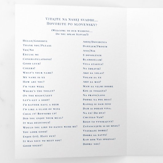 Rustic Mountain Blauw & Goud | Trouwprogramma Drieluik Uitnodiging (Binnenzijde eerst)