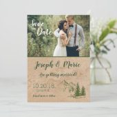 Rustic Mountain bruiloft Save the Date Invite Kaart (Staand voorkant)