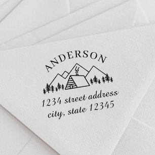 Rustic Mountain Cabin Familienaam Terugkeeradres Zelfinktende Stempel