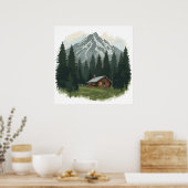 Rustic Mountain Cabin - Wilderness Retreat Wall Ar Poster (Keuken)