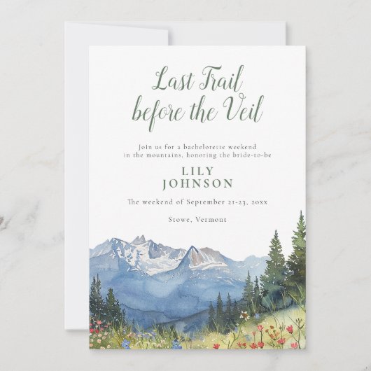 Rustic Mountain Camp Wandelen Bachelorette Weekend Kaart (Voorkant)