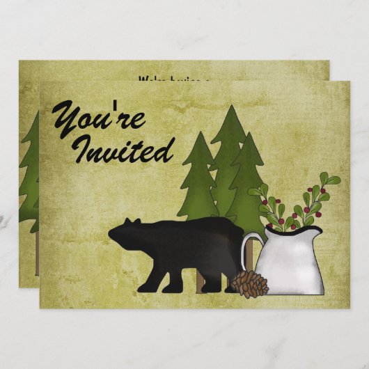 Rustic Mountain Country Beer Verjaardagsuitnodigin Kaart (Voorkant / Achterkant)