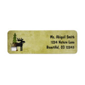 Rustic Mountain Country Silhouette Moose Adres Etiket (Voorkant)