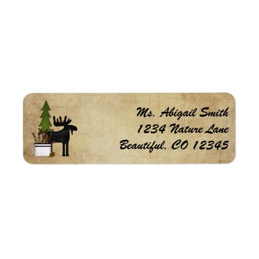 Rustic Mountain Country Silhouette Moose Adres Etiket (Voorkant)