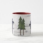 Rustic Mountain Country Silhouette Moose op Birch Mok (Midden)