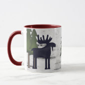 Rustic Mountain Country Silhouette Moose op Birch Mok (Links)