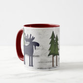 Rustic Mountain Country Silhouette Moose op Birch Mok (Voorkant links)