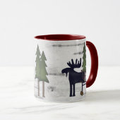 Rustic Mountain Country Silhouette Moose op Birch Mok (Voorkant rechts)