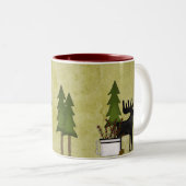 Rustic Mountain Country Silhouette Moose Tweekleurige Koffiemok (Voorkant rechts)