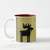 Rustic Mountain Country Silhouette Moose Tweekleurige Koffiemok (Links)