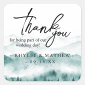 Rustic Mountain Dank je huwelijk Vierkante Sticker (Voorkant)
