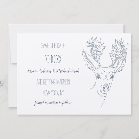 Rustic Mountain Deer Save the Date (Achterkant)