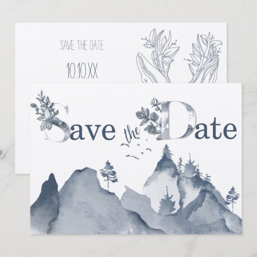 Rustic Mountain Deer Save the Date (Voorkant / Achterkant)